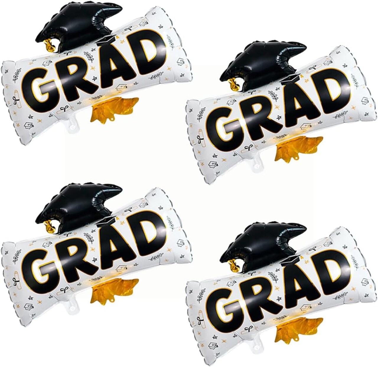 Graduation Party Balloons 2026 – 4PCS Grad Cap & Diploma Foil Balloon Set for Class of 2026 Decorations